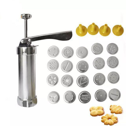 Cookie Press Gun And Icing Set Alloy Churro Maker Cookie Maker With 10 Discs 20 Discs 4 Pastry Tip Biscuit Mold Kitchen Accessories