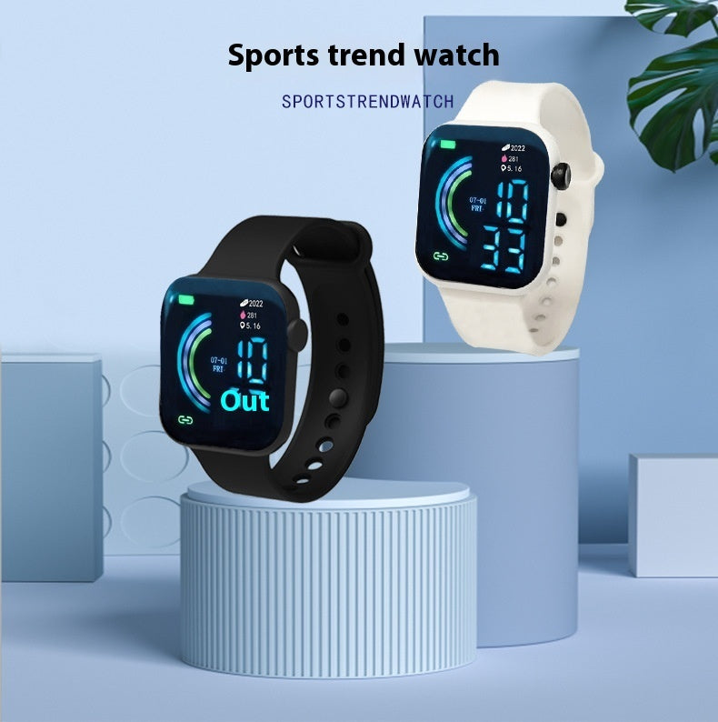 Square Large Screen Student Couple Sports Led Watch