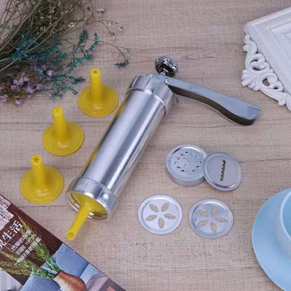 Cookie Press Gun And Icing Set Alloy Churro Maker Cookie Maker With 10 Discs 20 Discs 4 Pastry Tip Biscuit Mold Kitchen Accessories