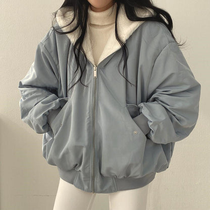 Simple, Loose And Thickened Cotton Coat On Both Sides