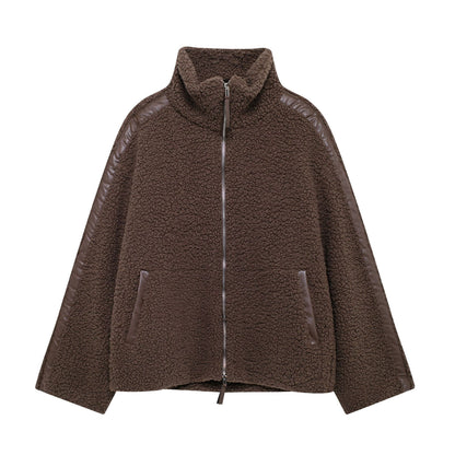 Women's Lamb Wool Turtleneck Woolen Coat